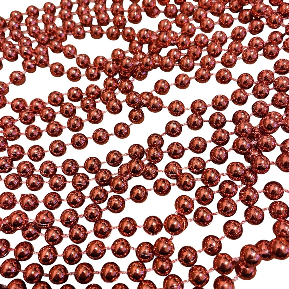 RED 35Ft Xmas Tree Bead GARLAND‎ Mantle Faux Mercury Glass PLASTIC Strand